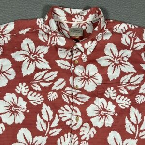 QuikSilver Shirt Mens XL Red Waterman‎ Floral Viscose Blend  Casual Preppy Logo